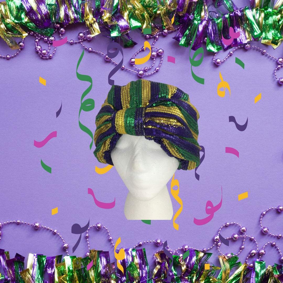 Sequin Mardi Gras Turban